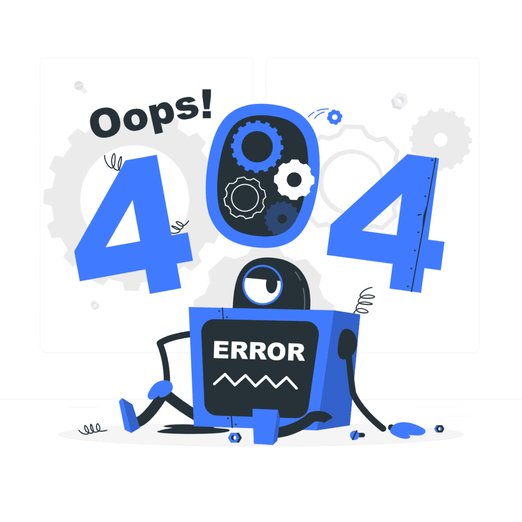 Oops 404 Error with a broken robot rafiki