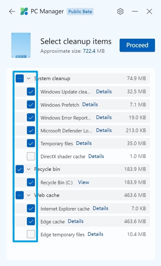 윈도우 PC 매니저 Storage management 2
