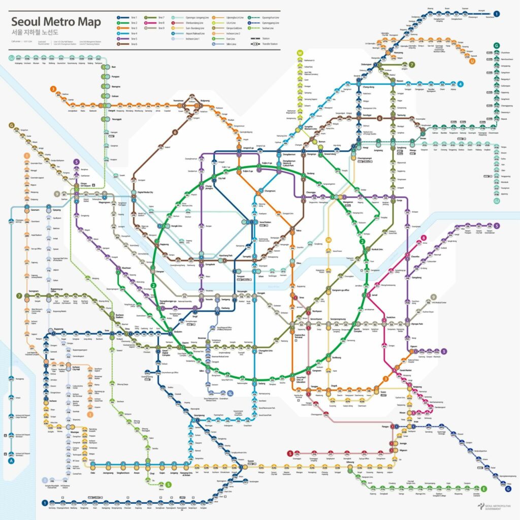 새로워진 서울 지하철 노선도 New Seoul Metropolitan Subway Map